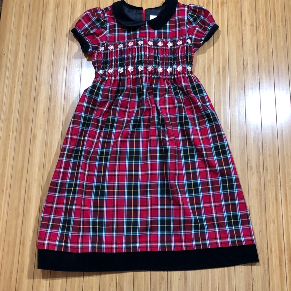 Hanna Andersson Plaid Smocked Dress Short Sleeves long length